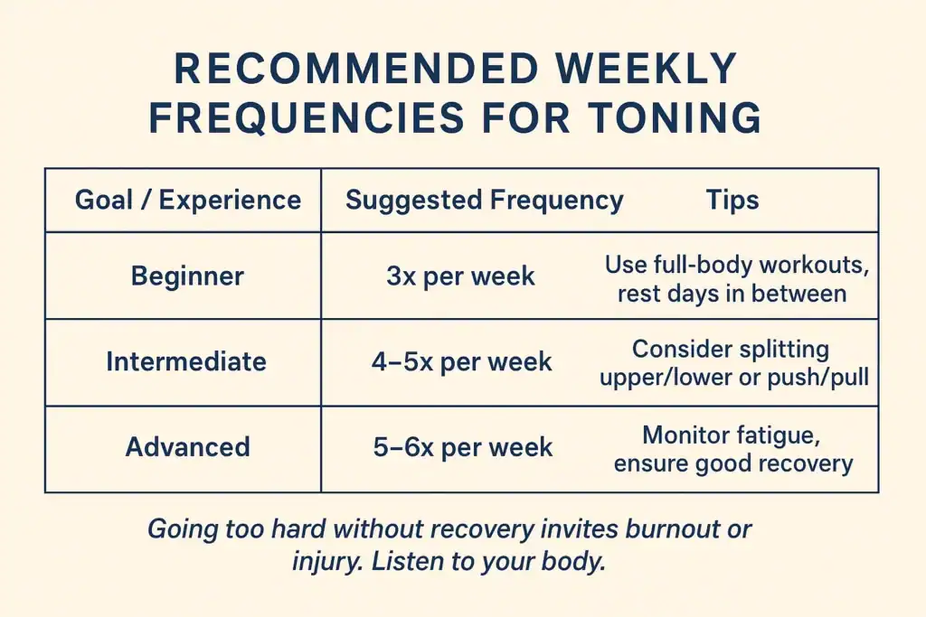 Achieving the Perfect Tone: How Often Should You Exercise for Results? 2 Graphic to show how often you should do exercise to help with toning Northampton