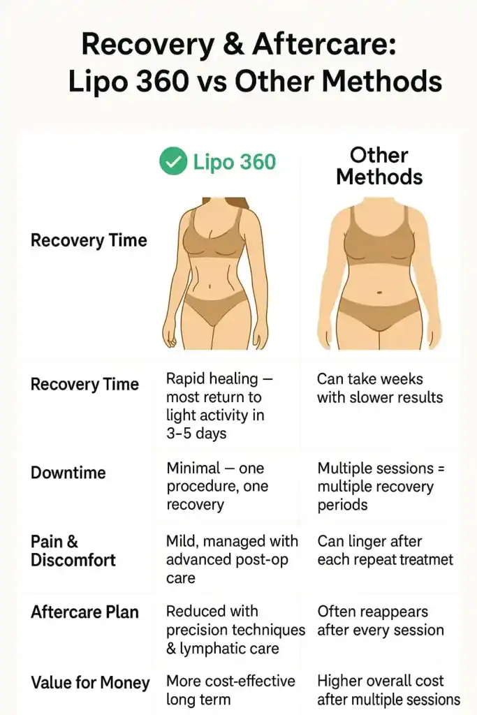 Recovery and Aftercare for Fat-Dissolving Surgery 2 Table to show fat dissolving injection aftercare Northampton